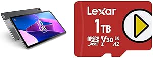 Lenovo Tab M10 Plus (3rd Gen) - 2022 - Long Battery Life - 10" FHD - Front & Rear 8MP Camera - 4GB Memory - 64GB Storage - Android 12 or Later & Lexar PLAY 1TB microSDXC UHS-I Memory Card