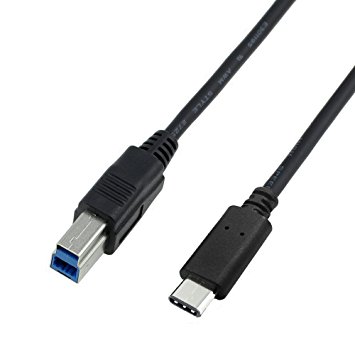 J-Tech Digital ® Reversible Design Hi-speed Micro USB 3.1 Type C Male to Standard Type B USB 3.0 Male Data Cable for Apple Macbook Nokia N Apple TV 4th generation Other Type-C Devices 3.3ft (Black)