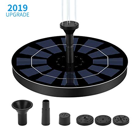 Ankway Solar fountain Pump with built-in Battery (2019 Upgrade), Large Panel Solar Powered Water Feature Fountains Submersible Pump Kit Outdoor for Birdbath Ponds Pool Patio Lawn and Garden Decoration