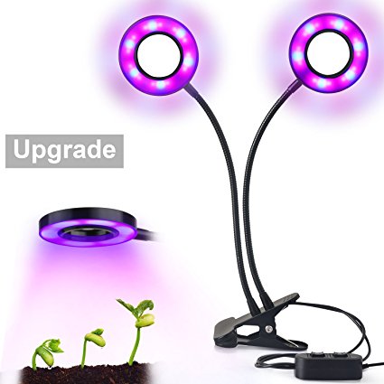 Upgraded Dual-lamp LED Grow Light Aotson 36LEDs Dimmable 2 Levels Plant Grow Lamp Lights Bulbs with Adjustable Flexible 360 Degree Gooseneck for Indoor Plants Hydroponics Greenhouse Gardening