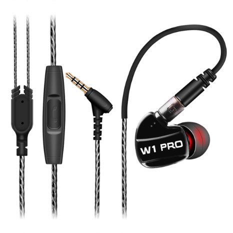 FORE® Evolution Separating In-Ear Headphones with Memory Wire Noise-Isolating Stereophonic Heavy Bass Built-In Microphone Flexible Earhook Music Earbuds For Sport Gym Walk Color Black