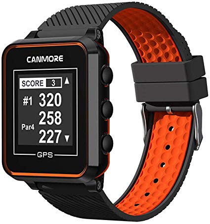CANMORE TW-353 GPS Golf Watch - Key Course Data and Scorecard on Your Wrist - Minimalist & User Friendly - 38,000  Free Courses Worldwide and Growing - 4ATM Waterproof - 1-Year Warranty (Orange)