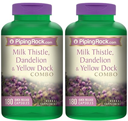 Milk Thistle, Dandelion & Yellow Dock 2 Bottles x 180 Capsules