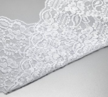 PEPPERLONELY Brand 5 Yards White Stretch Lace Trim 5-7/8 Inch