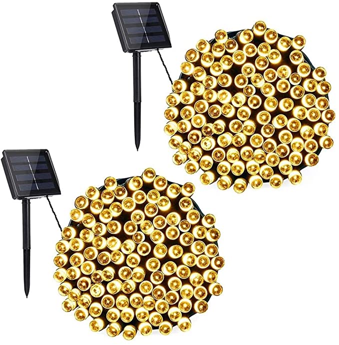 DooVee Solar String Lights, 2 Packs 72ft 200 LED 8 Modes Solar Powered Fairy Lights, Waterproof Outdoor String Lights for Garden, Patio, Christmas, Home, Wedding, Party Decorations (Warm White)