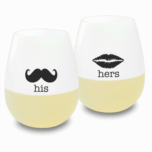 SIP IT His and Hers Unbreakable Stemless Silicone Wine Drinking Glasses - Set of 2 - Unique Funny Novelty Cups for Wedding Anniversary Newlyweds
