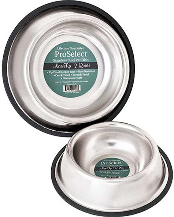 ProSelect Stainless Steel X-Super Heavyweight Non-Tip Pet Bowl, 6-Inch, 1-1/2-Pint
