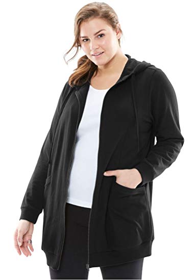 Woman Within Plus Size Zip Front Tunic Hoodie