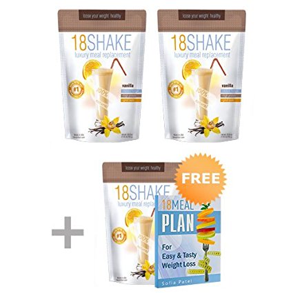 18 Shake Vanilla - 3pck - Free Ebook - Top Rated Protein Formula - Gluten Free - No Hormones - No Artificial Sweeteners - 100% Healthy Weight Loss