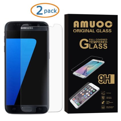 Galaxy S7 Screen Protector,2 PACK Amuoc Tempered Glass Screen Protector