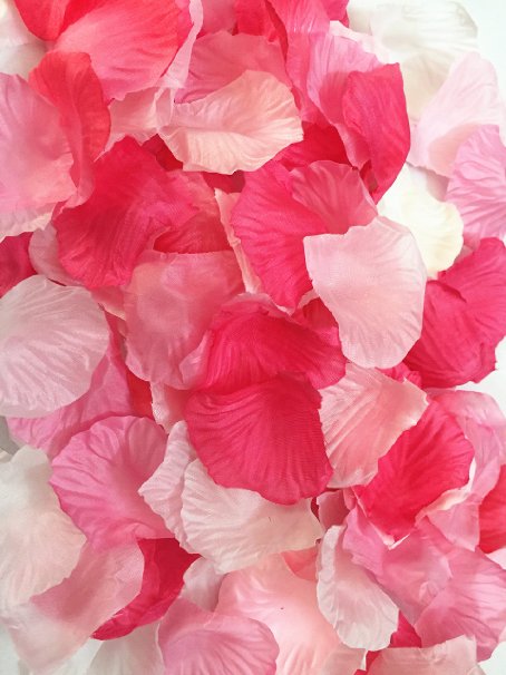123zero 500 Pcs Mixed Color (Light Pink, White , Peach Pink, Rose Red and Pink） Artificial Silk Rose Flower Petals for Party and Wedding Bridal Decoration (Red Serise)