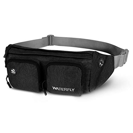 WATERFLY Fanny Pack Water Resistant Waist Bag Hip Pack for Men Women Travel or Running Walking