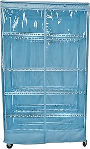 Formosa Covers Storage Shelving Rack Cover with One See Through PVC Panel in Color Glacier Blue (36" W x 18" D x 72" H)