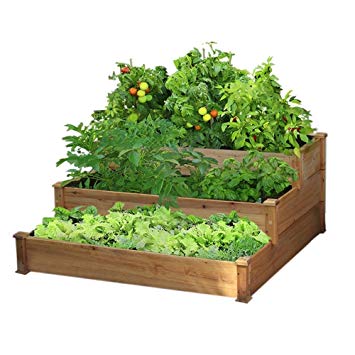 Yaheetech 3 Tier Wooden Raised Garden Bed Elevated Planter Box Kit Outdoor Solid Wood 49''x49''x21.9''