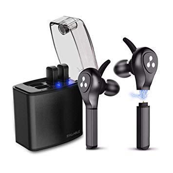 Wireless Headphones, Syllable Bluetooth Headphones with Replaceable Magnetic Batteries, 24H Playtime True Wireless Earbuds Quick Connection IPX6 Waterproof Sports Earphones with Mini Charging Case