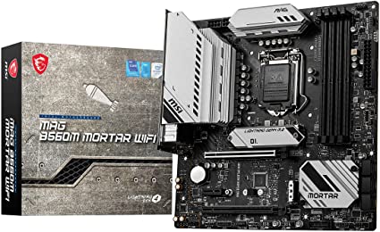 MSI MAG B560M MORTAR WIFI Micro-ATX Gaming Motherboard (10 th/11th Gen Intel Core, LGA 1200 Socket, DDR4, 5066  MHz, 2 x M.2 Slots, USB 3.2 Gen 2, Type-C, 2.5G LAN, DP/HDMI)