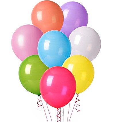 Cookey 100 Pcs Assorted Color Party Balloons for Wedding Birthday Party - 12 inch Latex Balloons