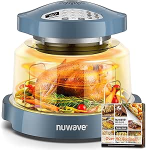 Nuwave Oven Pro Plus Air Fryer, Infra-Red Countertop, 2025 Advanced Convection, No Defrosting or Preheating, Cook Fresh or Frozen, Durable Power Dome, 100 Presets & 50 Memory, PFAS Free, Cozy Blue