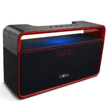 Bluetooth Stereo Speaker LNKOO Classic Sound Cannon Portable Wireless Powerful Sound with Enhanced Bass Surround BoomBox Subwoofer with FM Radio for Home and Outdoor Party Beach Picnic - Red