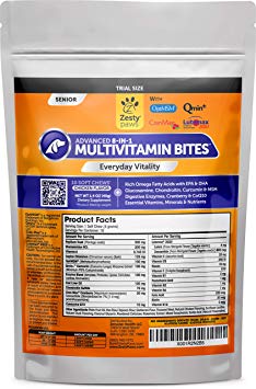 Zesty Paws Senior Advanced Multivitamin for Dogs - Glucosamine Chondroitin for Hip & Joint Arthritis Relief - Dog Vitamins & Fish Oil for Skin & Coat - Curcumin, Digestive Enzymes, MSM   CoQ10