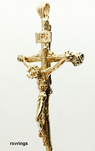Crucifix Solid 14k Gold passion of Christ realistic sculpting by Ruben