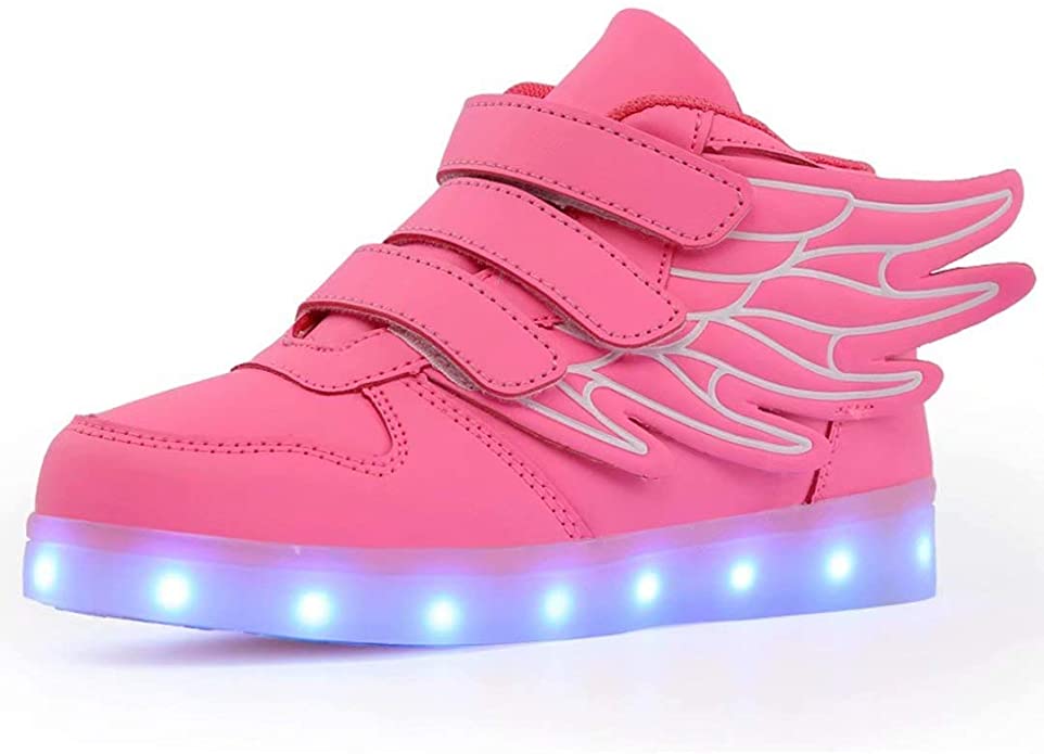 QTMS Boys Girls Breathable LED Light Up Shoes Flashing Colorful Sneakers for