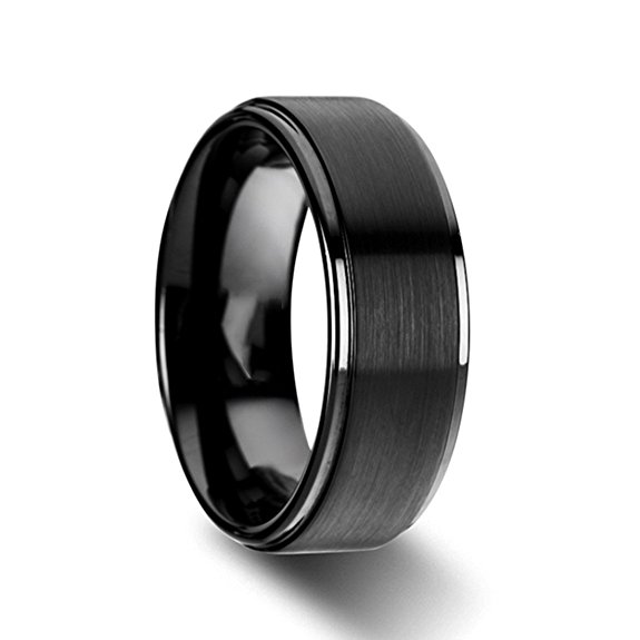 6mm/8mm Titanium Wedding Rings Black Band in Comfort Fit Matte Finish for Men Women