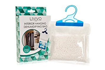 LIVIVO ® Interior Hanging Dehumidifiers Bag- Helps Stop Damp, Mildew, Mould and Condensation (Dehumidifier Absorbs Up To 3 Times Its Own Weight in Water) (PACK OF 6)