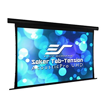 Elite Screens Saker Tab-Tension AcousticPro UHD Series, 180" Diagonal 16:9, 4K/8K Ultra HD Electric Sound Transparent Perforated Weave Drop Down Front Projector Screen, SKT180UH-E3-AUHD