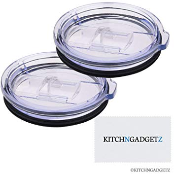 Kitch N Gadgetz Slide Lid Compatible with Yeti Rambler Tumbler 20 oz - 2 pack - Splash Proof - Ideal for Straws - Perfect Replacement - with Kitch N Gadgetz Cleaning Cloth and Retail Pack