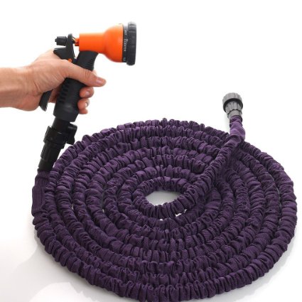 Ogima 50ft Latex Garden Expandable Hose/as Seen on Tv Hose with 8-pattern Sprayer-purple