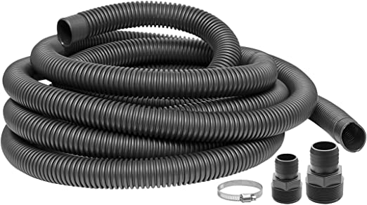 Superior Pump 99624 Universal Discharge Hose Kit, 24-Feet, with 1-1/4-Inch and 1-1/2-Inch Adapters, Black