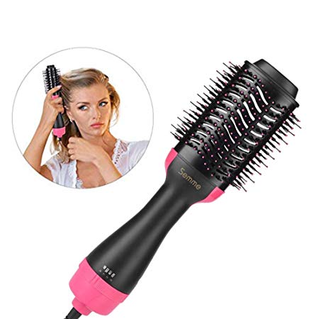 Hair Curler Comb, 2 in 1 Hair Dryer & Styler Negative Anion Hot Air Blowing Straight Hair Blow Dry Brush for Fast Heat Settings Cool Blower Professional Styling(US Plug)