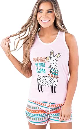 Lazy One Matching Pajamas for Women, Cute Pajama Shorts and Tank Top Set, Summer Pajamas