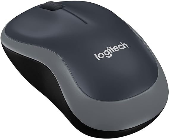 Logitech M185 Wireless Mouse, 2.4GHz with USB Mini Receiver, 12-Month Battery Life, 1000 DPI Optical Tracking, Ambidextrous, Compatible with PC, Mac, Laptop - Black