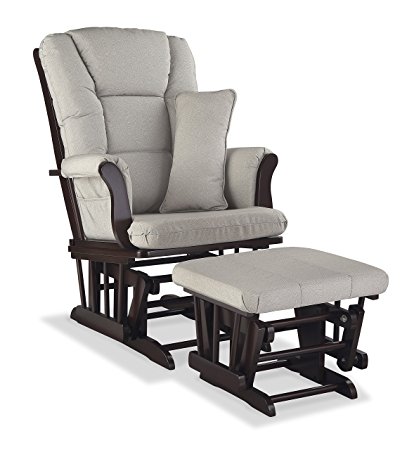 Stork Craft Tuscany Custom Glider and Ottoman with Free Lumbar Pillow, Espresso/Taupe Swirl