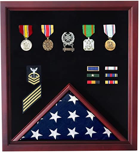 Online Stores Cherry Medal and Flag Display Case - Fits 3x5 Flag