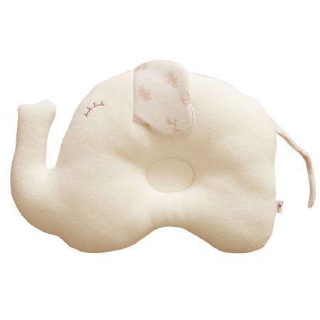Organic Cotton Baby Protective Pillow (Cloud Lamb) Sleeping Pillow.From Newborn Prevent from flat head.Machine washable (Baby Elephant)