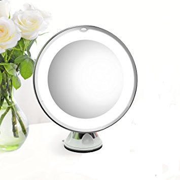 7X Magnifying Makeup Mirror - Elechomes EB601 Adjustable 7X Magnifying Lighted Makeup Mirror with Power Locking Suction Cup, Natural LED Light Bathroom Vanity Mirror