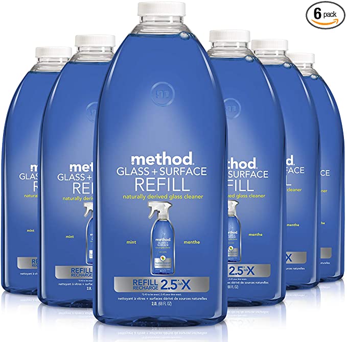 Method Glass Cleaner   Surface Cleaner Refill, Mint, 68 Ounce (Pack 6)