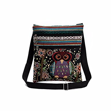 Postman Handbags, Paymenow Embroidered Owl Tote Bags Linen Women Shoulder Bag Crossbody Postman Package
