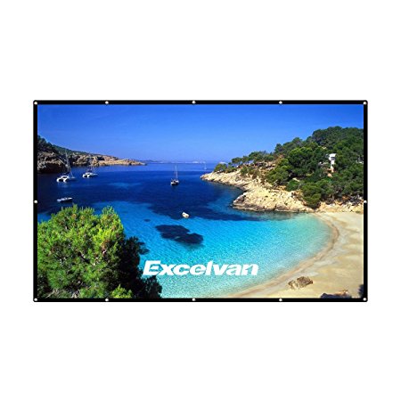 Excelvan 100 Inch 16:9 PVC Collapsible Projection Screen HD Portable Projector Screen with Hanging Hole Offering 2.21m*1.24m Vewing Area for Presentation Home Entertainment (For Front Projection)