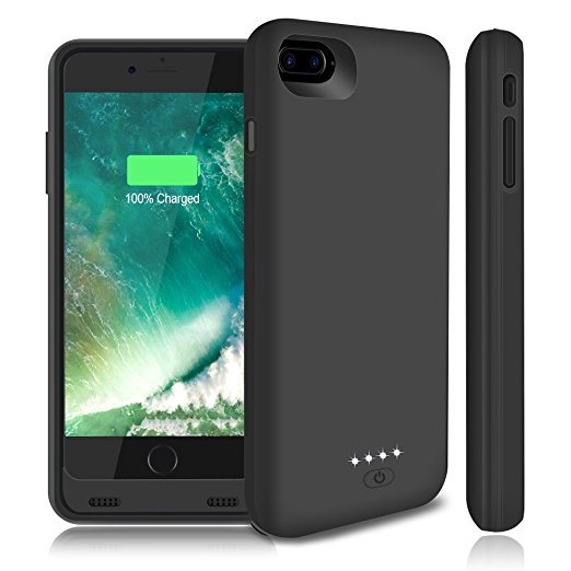 iPhone 7 Plus Battery Case, TQTHL High Capacity 11000mAh Extended Battery Portable Charging Case for iPhone 7 Plus 5.5 inch 2017 External Battery Rechargeable Backup Case / Extra 330% Battery -Black