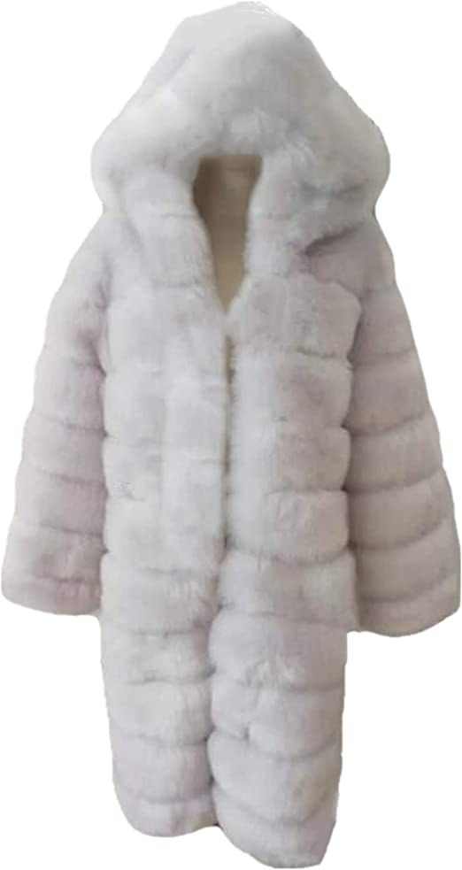 Womens 7XL Thick Faux Fur Coat Big Hooded Parka Overcoat Winter Long Sleeve Coat Jacket