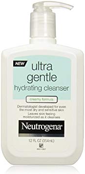 Neutrogena Ultra Gentle Hydrating Daily Facial Cleanser for Sensitive Skin, Oil-Free, Soap-Free, Hypoallergenic & Non-Comedogenic Creamy Face Wash,12 fl. oz (Pack of 2)