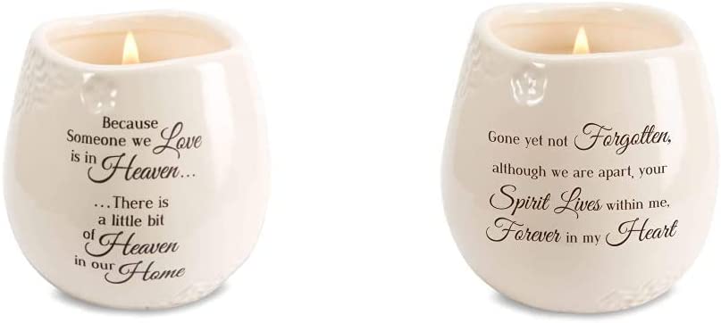 Pavilion Gift Company 19177 in Memory of Loved One Ceramic Soy Wax Candle & Gift Company Pavilion-Gone Yet Not Forgotten, Although We are Apart, Your Spirit Lives Within Me, White