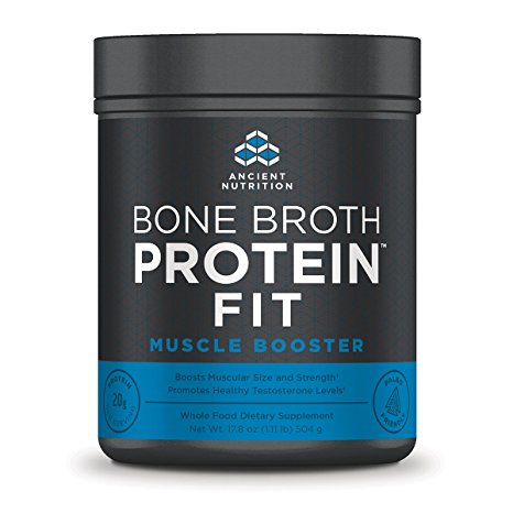 Ancient Nutrition Bone Broth Protein FIT Muscle Booster, 20 Servings Size, Boosts Muscle Size and Strength