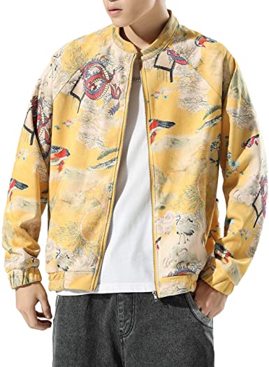 PRIJOUHE Men's Baseball Varsity Jacket Casual Lightweight Full Zip Letterman Jacket Flight Bomber Jackets Coat Outwear