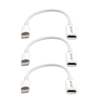 NooQee Micro USB to Lightning Cable 3-Pack, Micro USB to 8 Pin Lightning Cable Adapter 10CM Long For Android Micro USB Devices Transfer to Apple Lightning Port with All iOS Updated-White