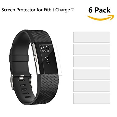 Vancle Ultra Clear Screen Protector for Fitbit Charge 2 (6 Pack)